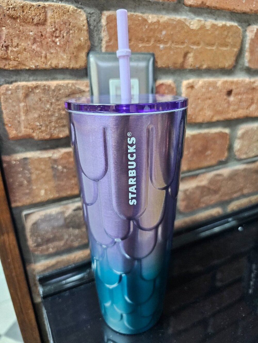 Starbucks 2023 Purple Teal Ombre Mermaid Scales Stainless Steel Tumbler 24oz NEW